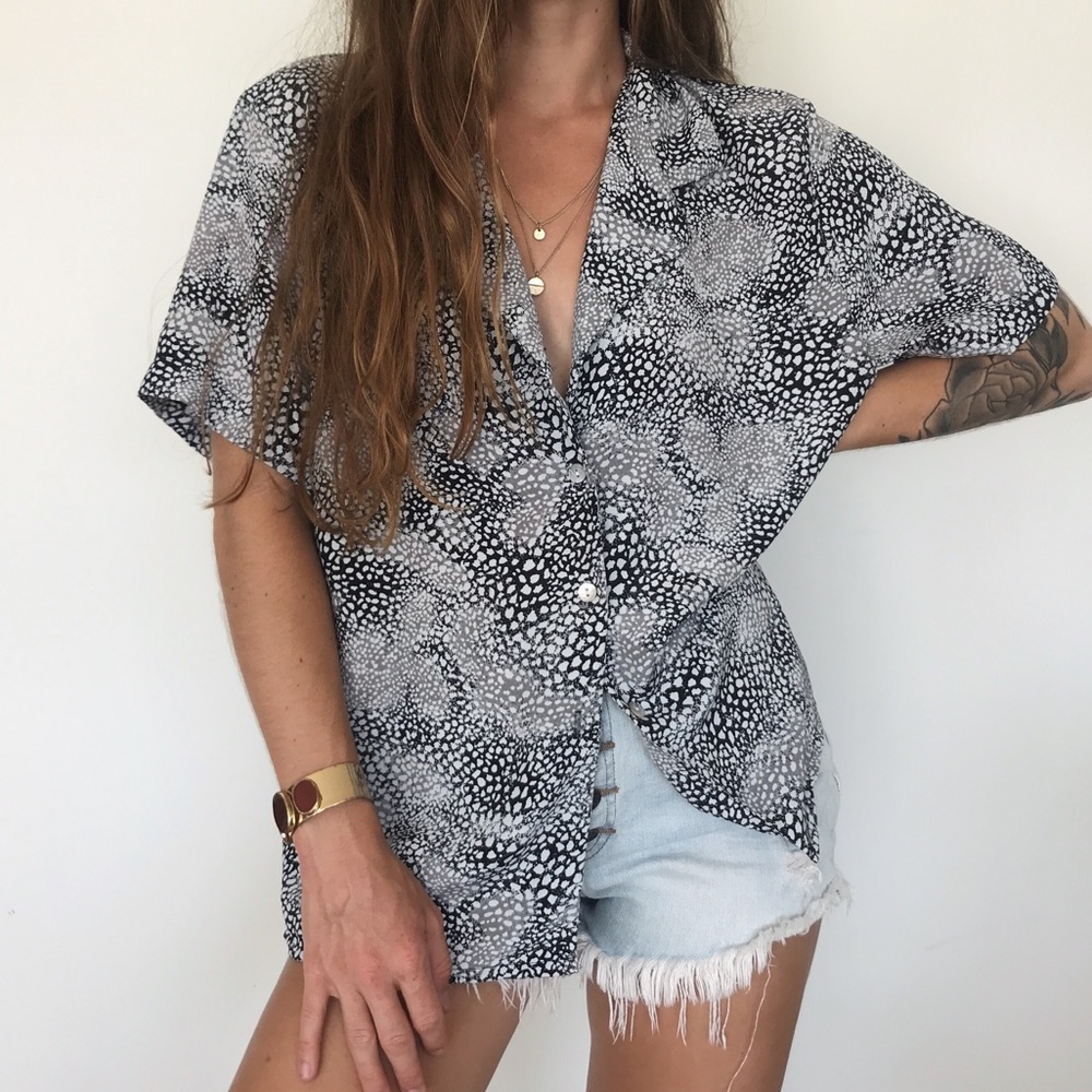[Vintage] animal print button-down